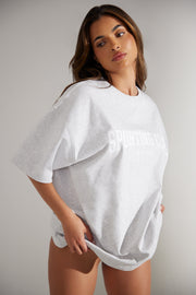 Society - Oversized Short Sleeve T-Shirt in Heather Grey