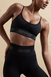 Contender - Curved Neckline Sports Bra in Black