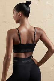 Contender - Curved Neckline Sports Bra in Black