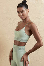 Contender - Curved Neckline Sports Bra in Sage