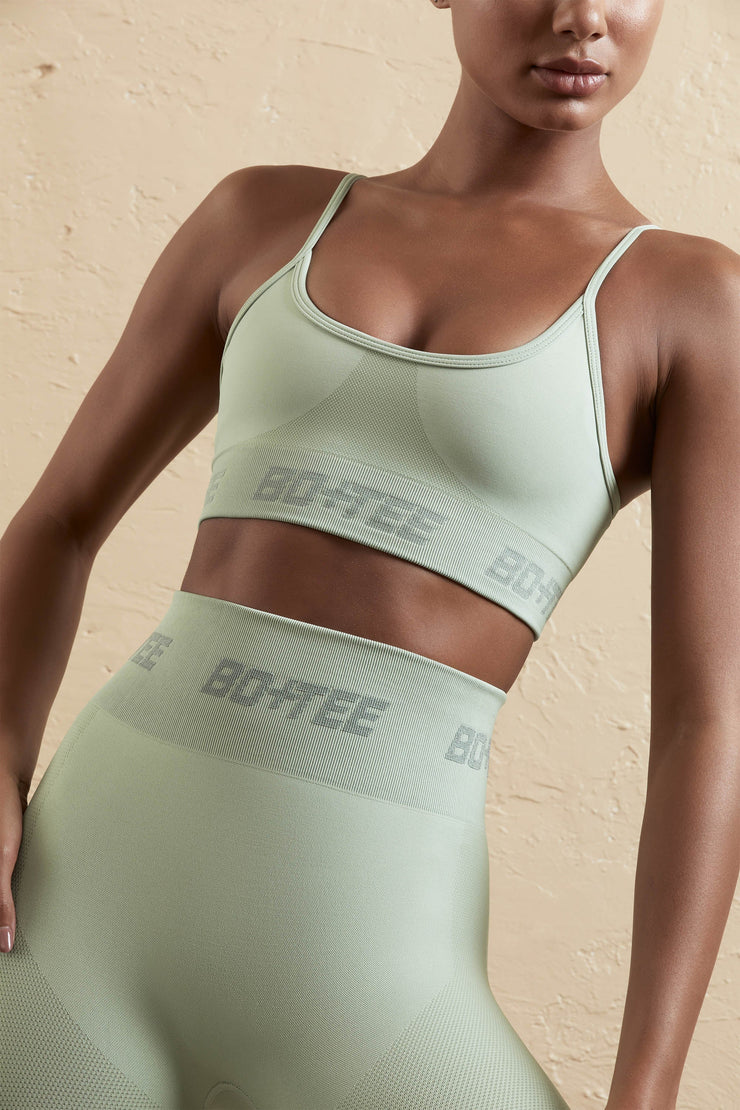 Contender - Curved Neckline Sports Bra in Sage