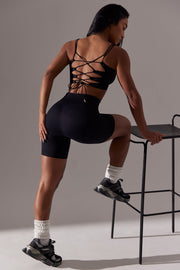 Ardour - Open Back Square Neck Sports Bra in Black