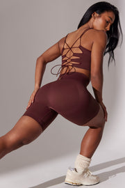 Ardour - Open Back Square Neck Sports Bra in Burgundy