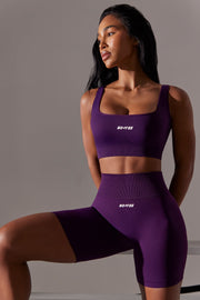 Ardour - Open Back Square Neck Sports Bra in Purple