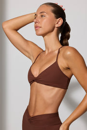 Evolve - Multiway Twist Front Sports Bra in Chocolate