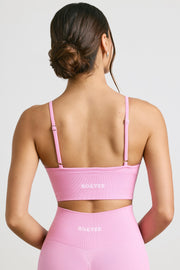 Exclusive - V-Neck Define Luxe Sports Bra in Bubblegum Pink