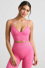 Exclusive - V-Neck Define Luxe Sports Bra in Hot Pink