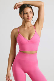 Exclusive - V-Neck Define Luxe Sports Bra in Hot Pink