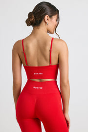 Exclusive - V-Neck Define Luxe Sports Bra in Red