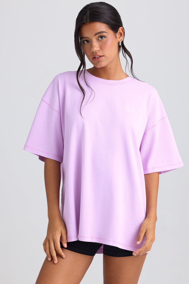 Oversized Short-Sleeve T-Shirt in Violet Pink